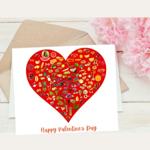 Valentinstag Obst und Gemüse Druck, Obst und Gemüse Poster, druckbare Wandkunst, Valentinstagskarte, digitaler Download