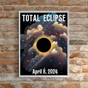 Eclipse Print, Solar Eclipse 2024, Printable Wall Art, Total Eclipse, Eclipse Trip, Eclipse Poster, Solar System Print