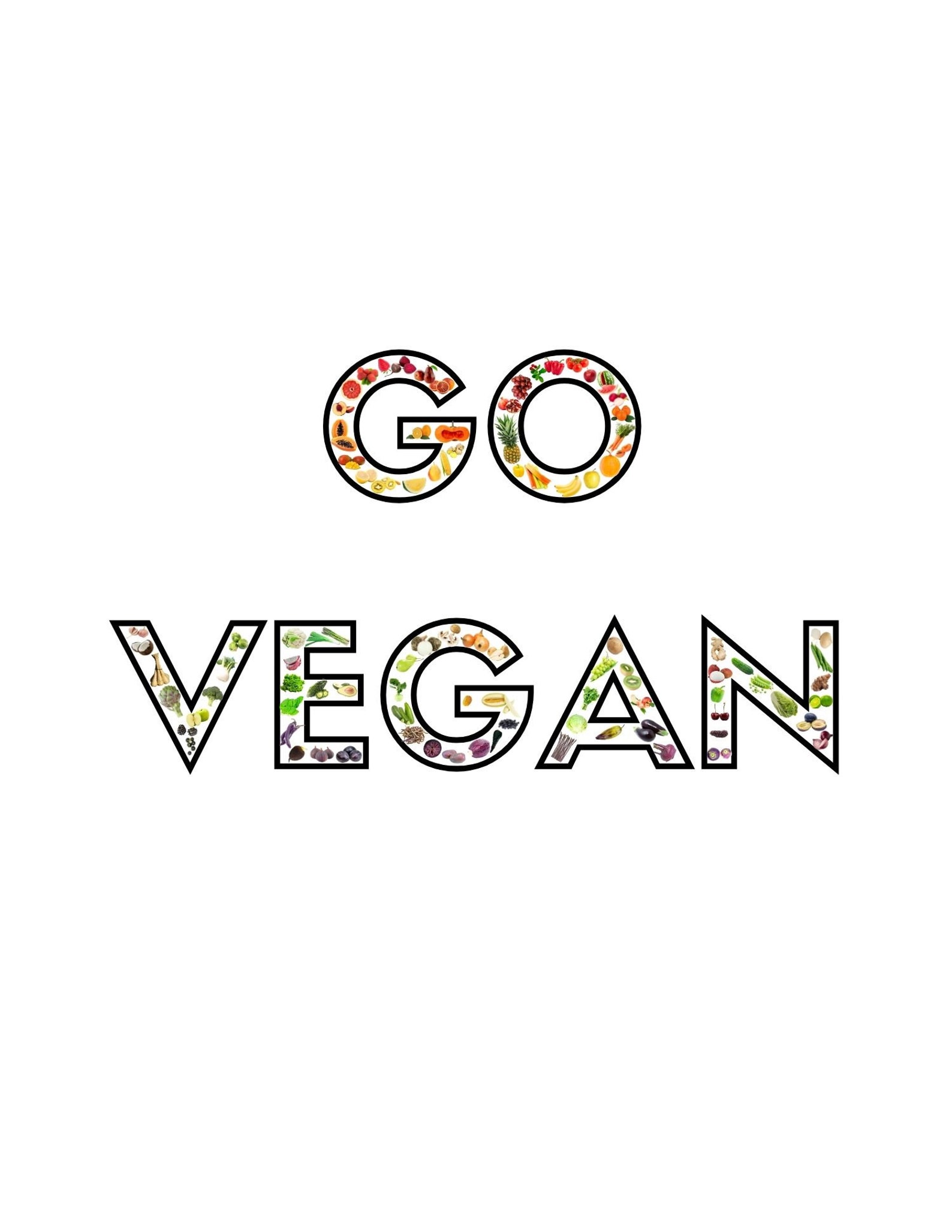 Affiche végétalienne Go, Vegan Gift, Vegan Prints, Vegan Printable Art