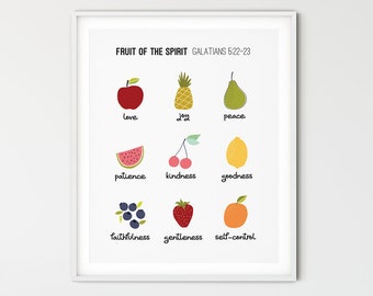 Galatians 5:22-23 Fruit Of The Spirit, Bible Verse Wall Art, Christian Wall Art, Christian Wall Decor, New Home Gifts, Christian Art