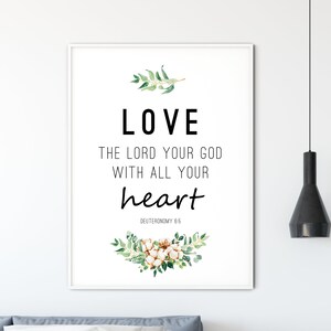 Deuteronomy 6:5 Bible Verse Wall Art Printable, Large Scripture Wall ...
