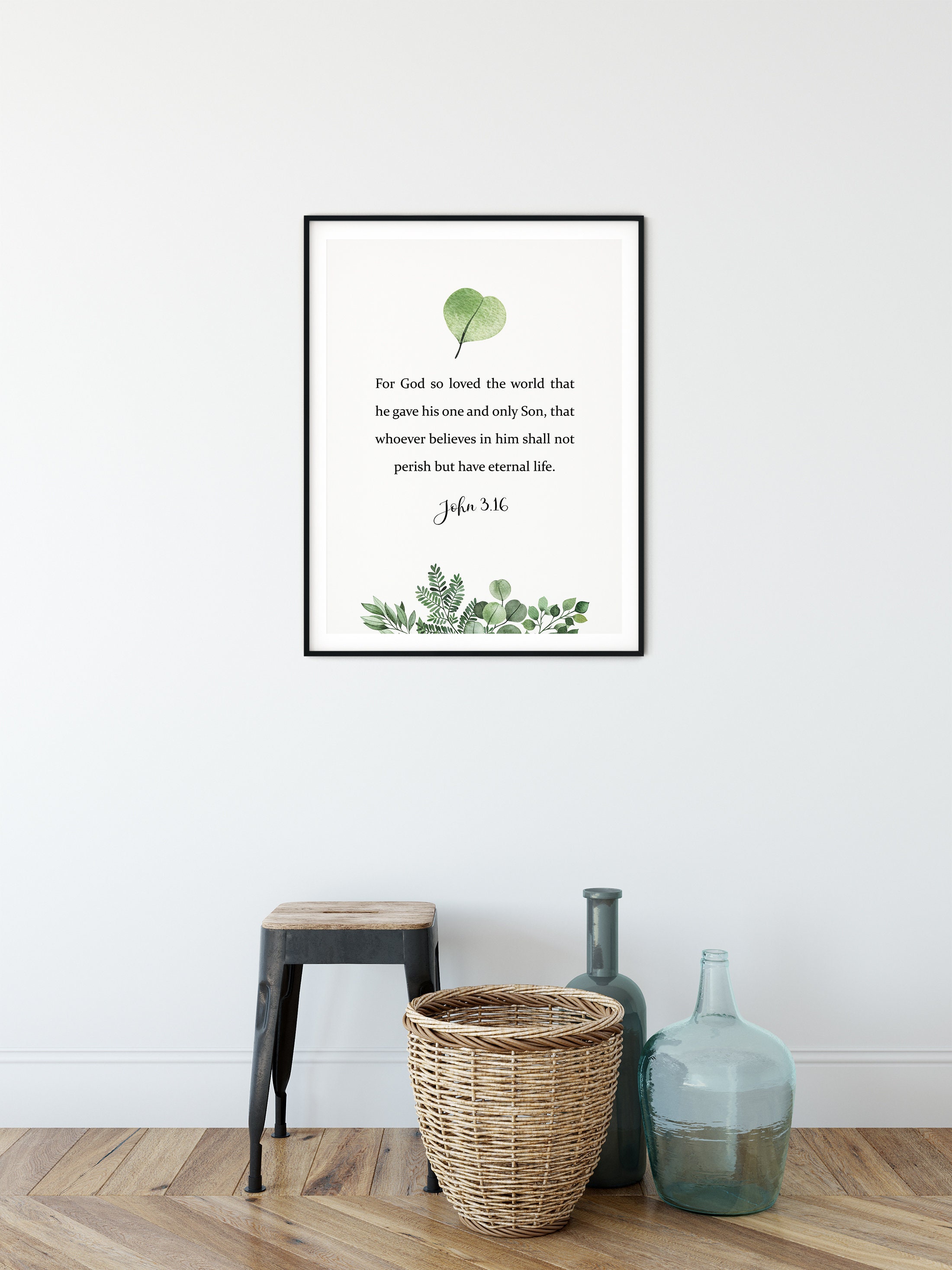 John 316 Bible Verse Wall Art Bible Quotes Wall Decor Etsy