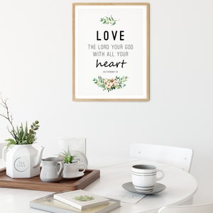 Deuteronomy 6:5 Bible Verse Wall Art Printable, Large Scripture Wall ...