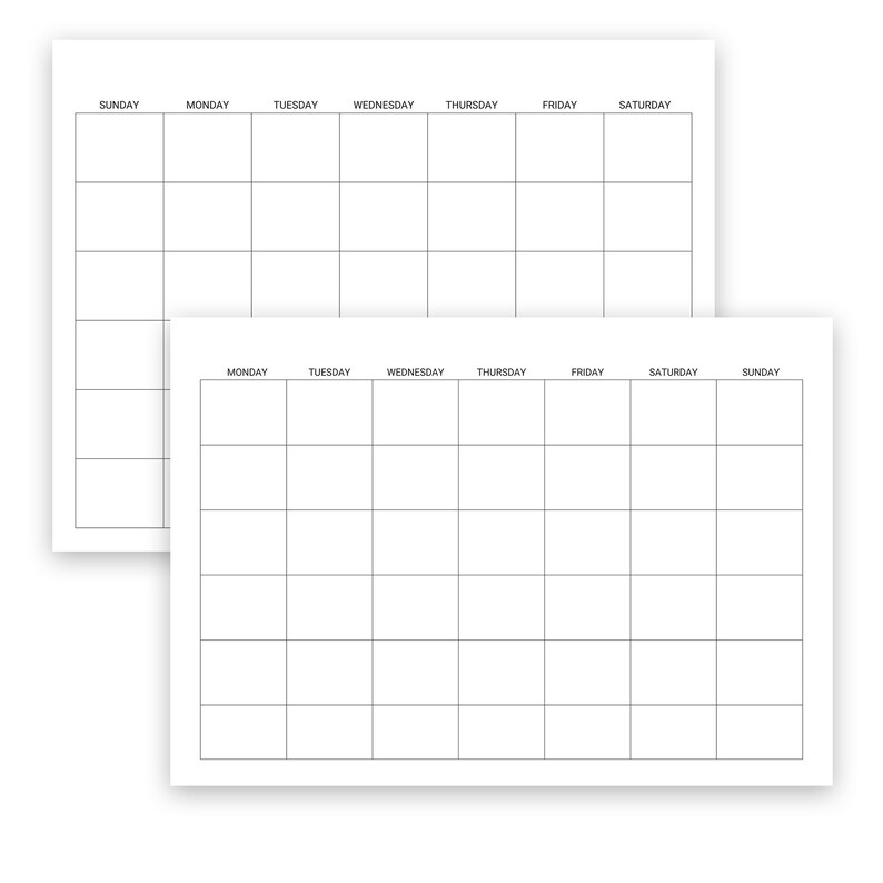 Blank Calendar Printable Page Ready To Print Calendar DIY Calendar