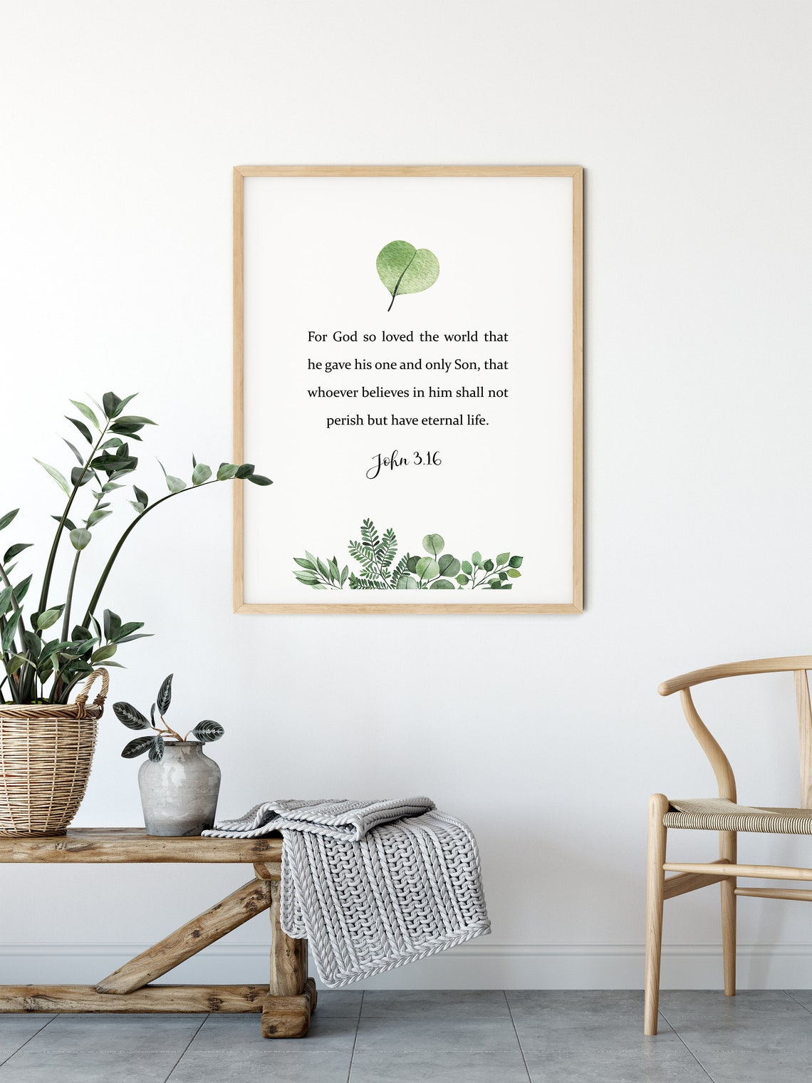 John 316 Bible Verse Wall Art Bible Quotes Wall Decor Etsy