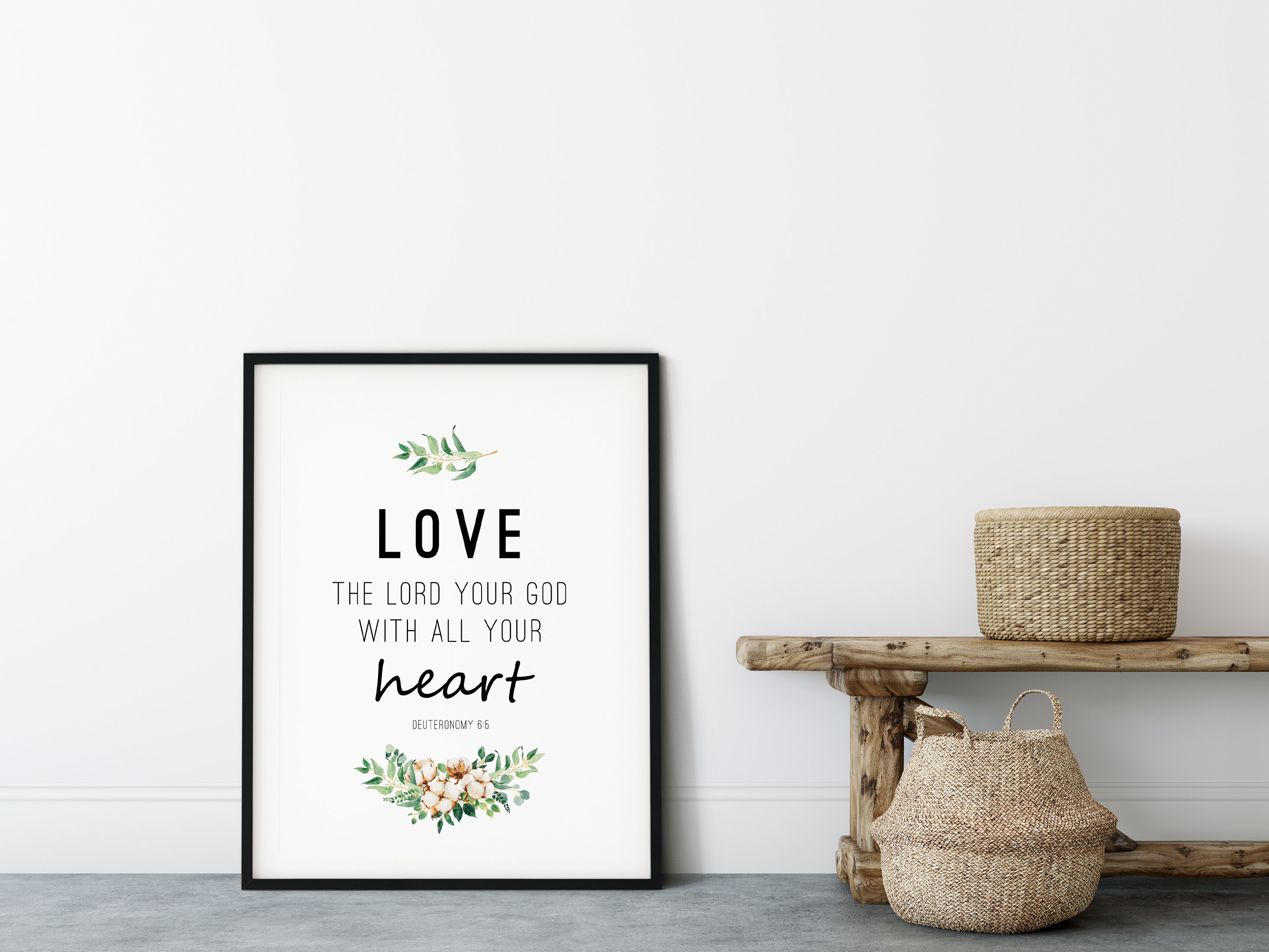 Deuteronomy 6:5 Bible Verse Wall Art Printable, Large Scripture Wall ...