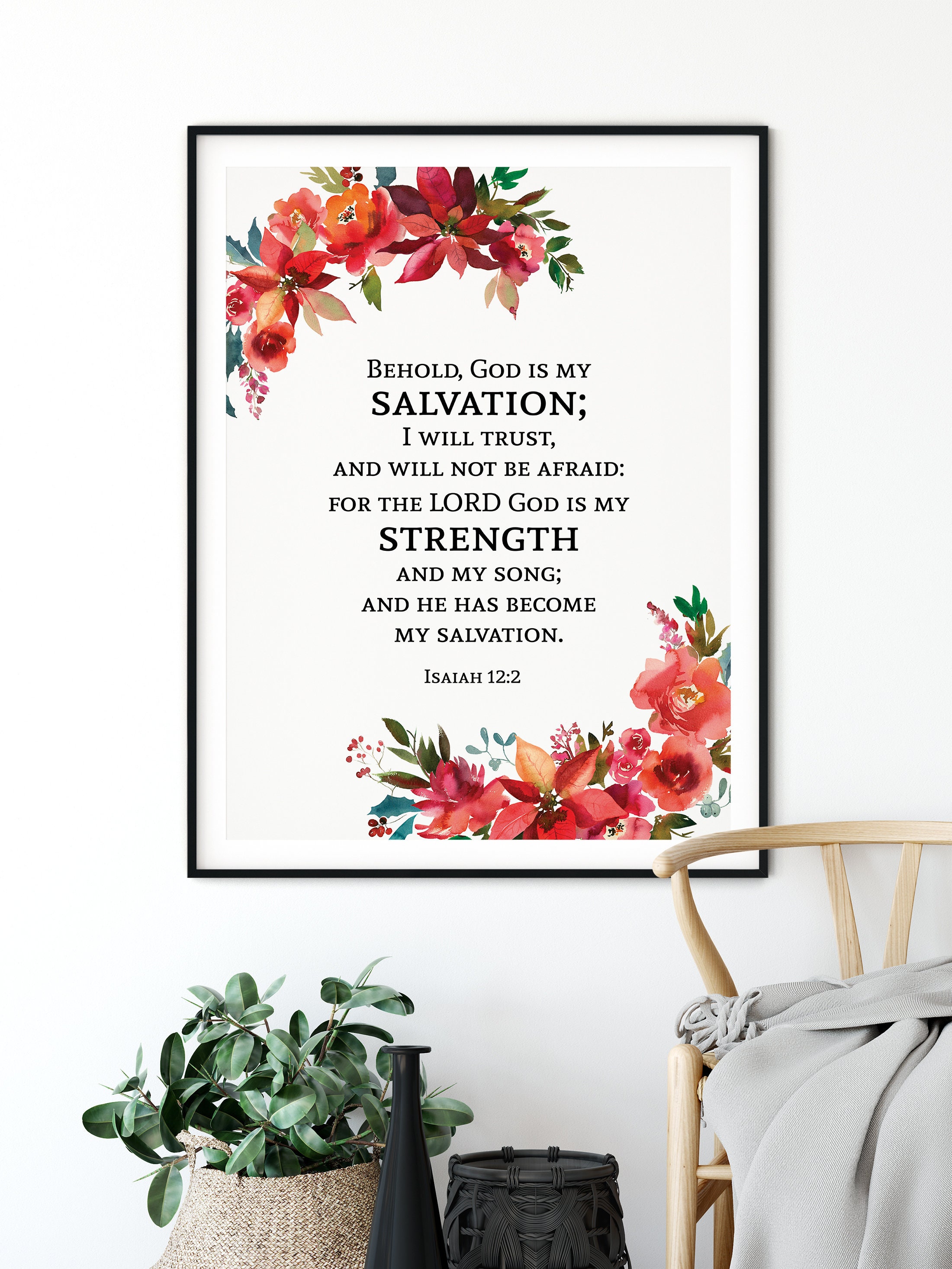 Isaiah 12:2 Bible Verse Wall Art, Nursery Bible Verse Wall Art