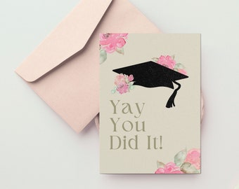 Floral Girl's High School Graduation Greeting Card | Congrats Grad Party Gift Idea for Daughter, Niece, Sister, Cousin, or Friend