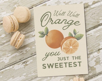 Funny Orange Thank You Greeting Card | Fruit Themed Thank You Gift Idea | Appreciation Card for Coworker, Teacher, Friend, or Boss