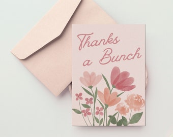 Pink Floral Thank You Greeting Card | Flower Card for Teacher, Nurse, Boss, Employee Career Appreciation Days | Thank You Gift Idea for Her