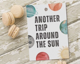 Another Trip Around the Sun Birthday Greeting Card | Modern Happy Birthday Card for Teen Boys or Men | Outer Space Themed Card with Planets