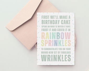 Funny Pastel Rainbow Sprinkles Birthday Greeting Card | Women's Birthday Gift Idea for Mom, Grandma, Sister, Aunt, Friend, or Coworker