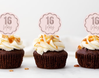Cupcake-Topper Zum 16. Geburtstag, 24 Stück, Glitzernd, Gold, Mit 'Hello 16' & 'Sweet 16' Aufdruck