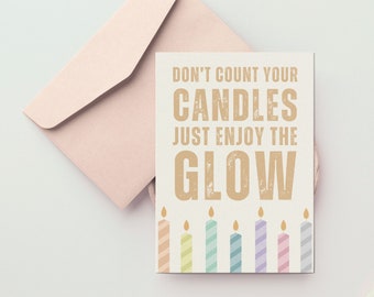 Rainbow Birthday Candles Greeting Card | Happy Birthday Card for Men or Women | Milestone Birthday Gift Idea for Friend, Coworker, Mom, Dad