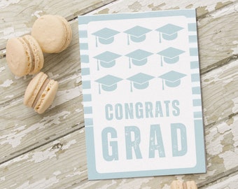 Blue Graduation Cap Congrats Grad Greeting Card | Graduation Gift Idea for Teen Boy High School Commencement | Congratulations Class of 2024