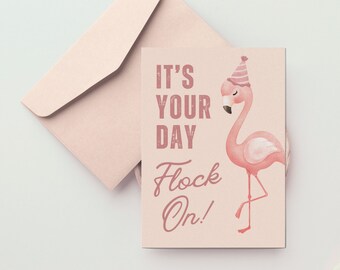 Pink Flamingo Funny Women's Birthday Greeting Card | Birthday Gift Idea for Her | Happy Birthday Card for Friend, Coworker, or Sister