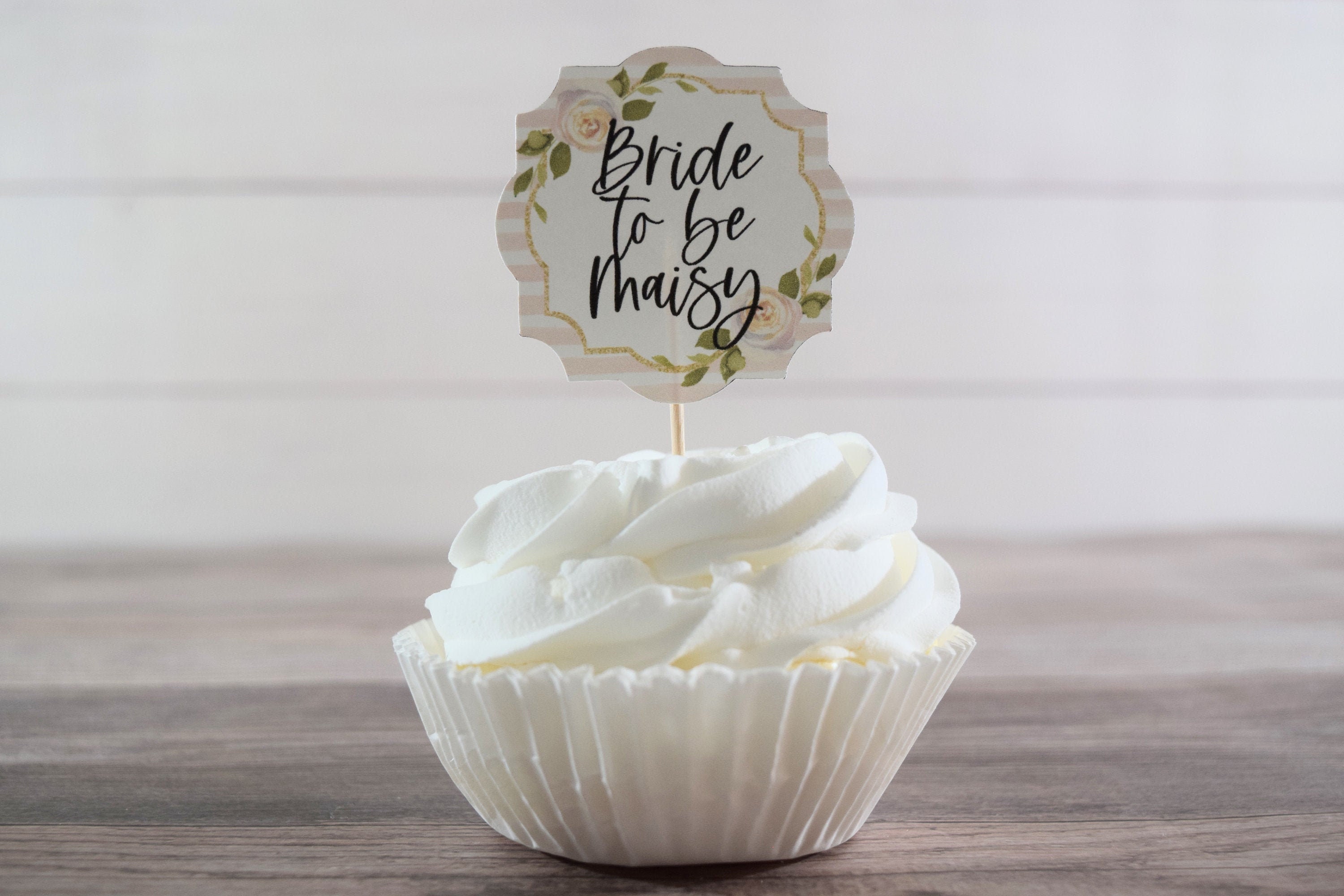 Bride to Be Cupcake Toppers Gold Bridal Shower Cupcake Etsy