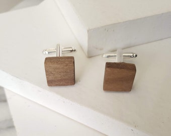 Wood Cufflinks- Walnut Wood Square Cufflinks