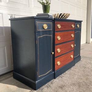 Navy Blue Buffet Sideboard Hutch China Hutch Buffett Hutch Dining Hutch ...