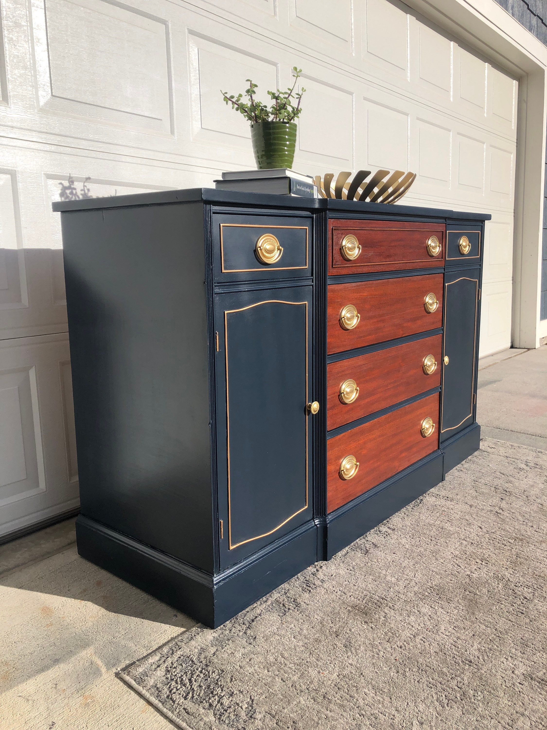 Navy Blue Buffet Sideboard Hutch China Hutch Buffett Hutch Dining Hutch ...