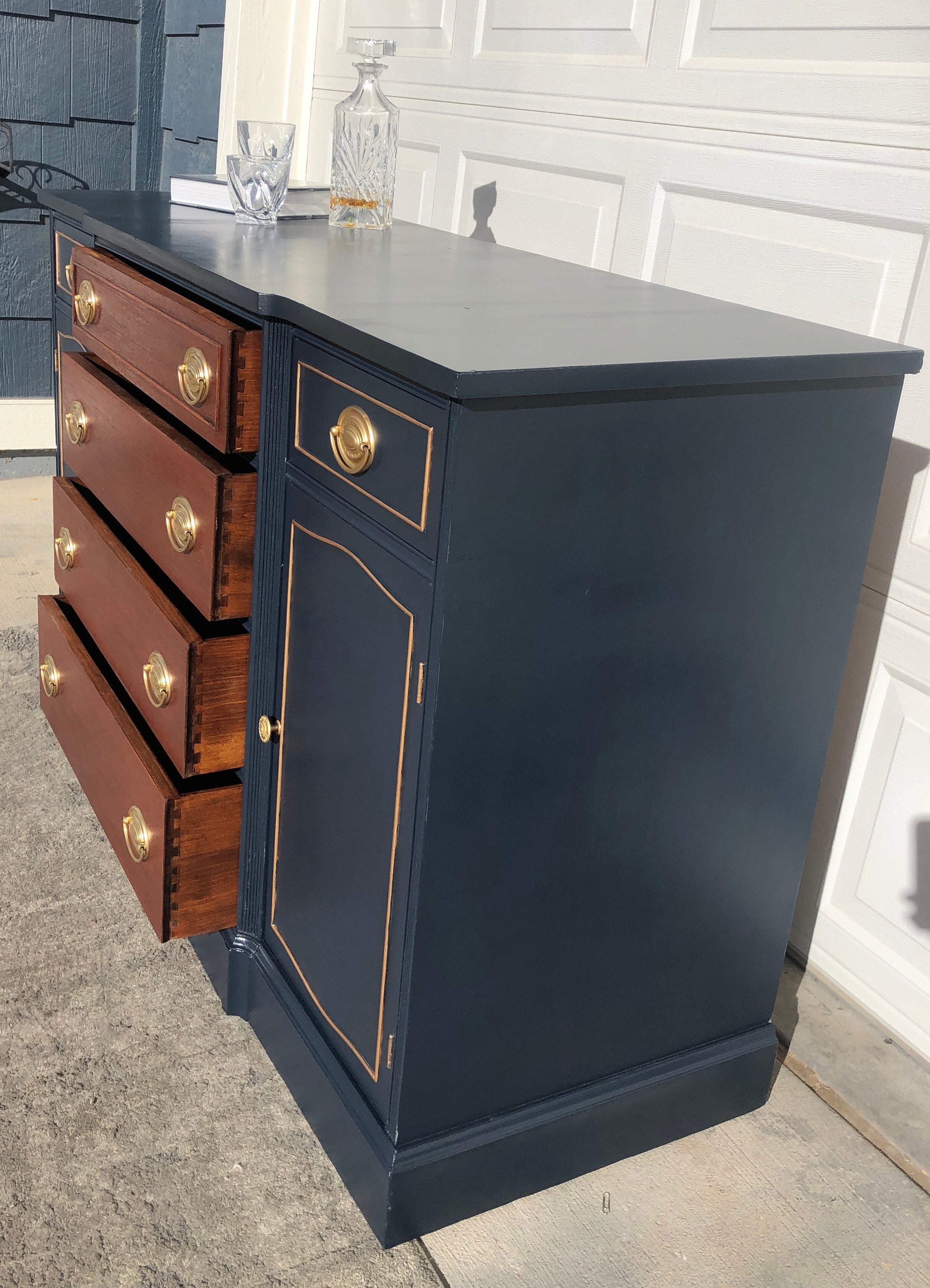 Navy Blue Buffet Sideboard Hutch China Hutch Buffett Hutch Dining Hutch