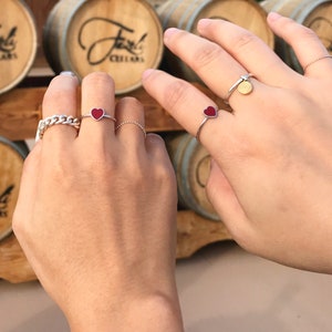 Mini Red Heart Ring | Daily Ring | Ring for Anyone | Simple Silver Ring | Friendship Ring | Sister Ring
