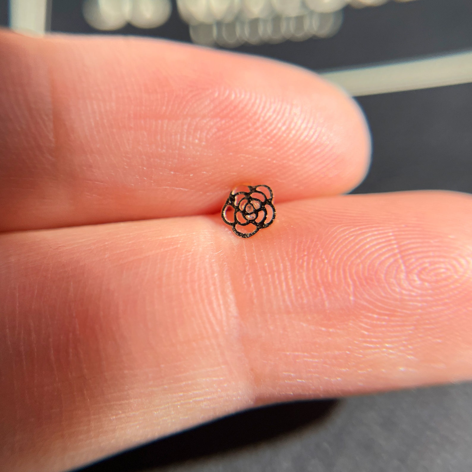 14k Rose Gold Delicate Rose 18g Piercing Simple Rose Etsy