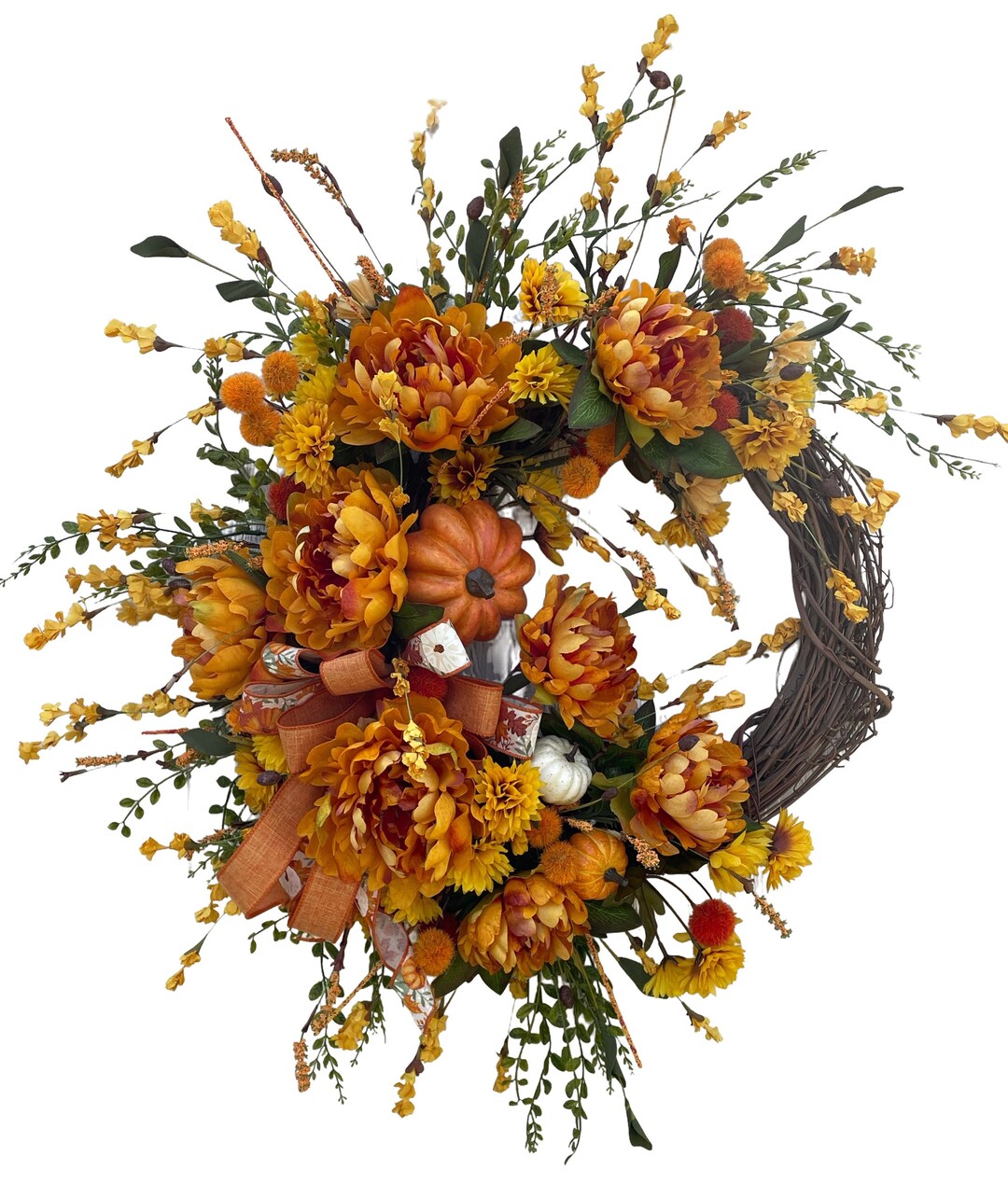 Fall Grapevine Wreath Grapevine Wreath for Front Door Peony - Etsy