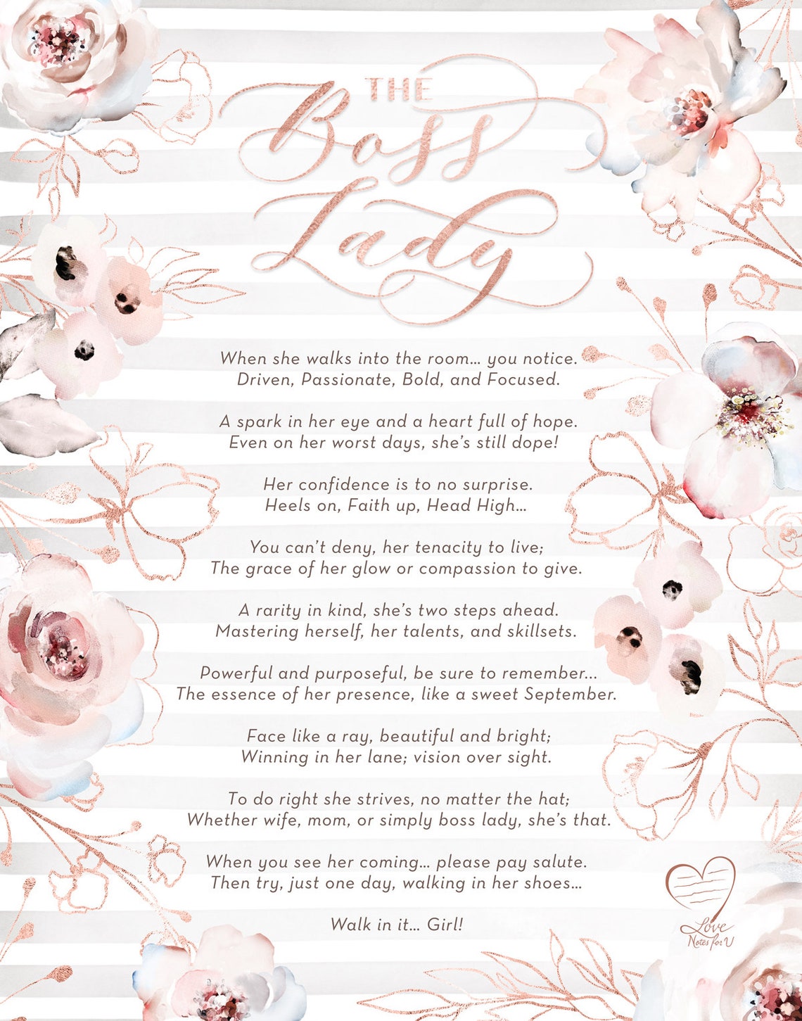 Gift for Her Gift for Boss Poem for Boss Inspirational Etsy