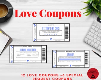 Carnet de coupons d'amour | Cadeau de dernière minute bleu | Coupons d'amour | Cadeau bricolage | Téléchargement instantané | Imprimable | Cadeau d'anniversaire | Cadeau de Noël