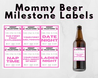 Mommy Milestone Beer Labels, New Mom Gift (Digital Download)