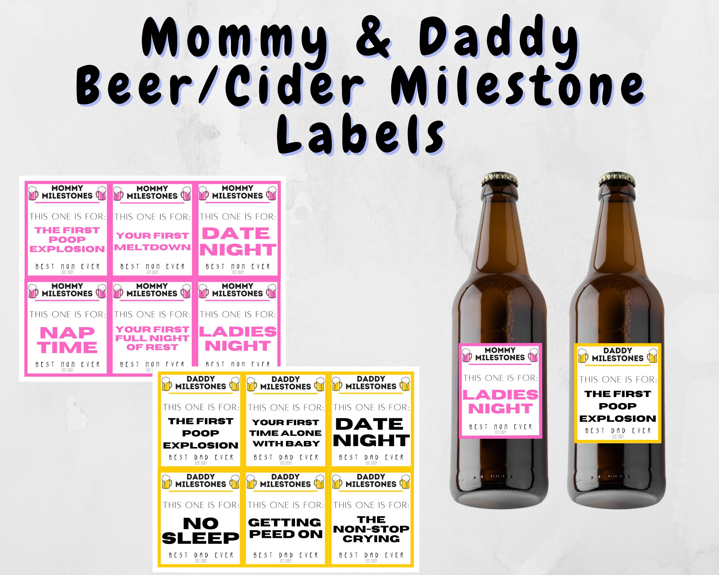 2022 & 2023 Mommy And Daddy Milestone Beer Labels Beer | Etsy
