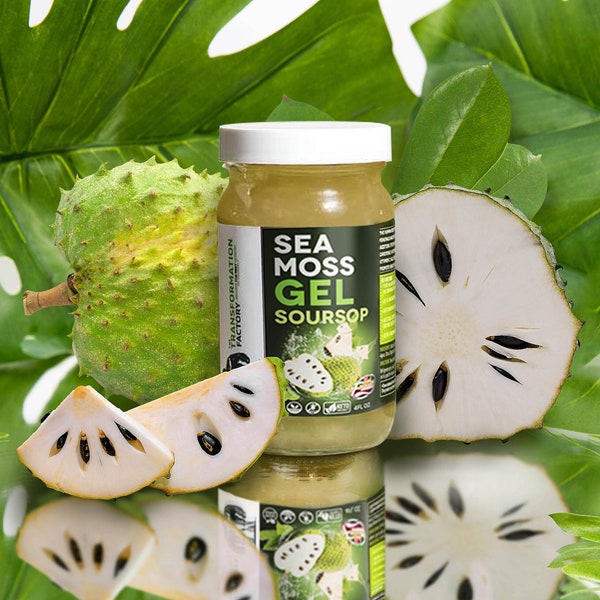 Soursop Sea Moss Gel - Flavored Sea Moss Gel, Strawberry. Ocean- Harvested Sea Moss Gel