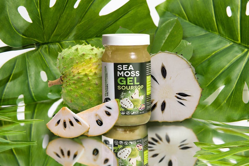 Soursop Sea Moss Gel Flavored Sea Moss Gel, Strawberry. Ocean Harvested Sea Moss Gel image 1