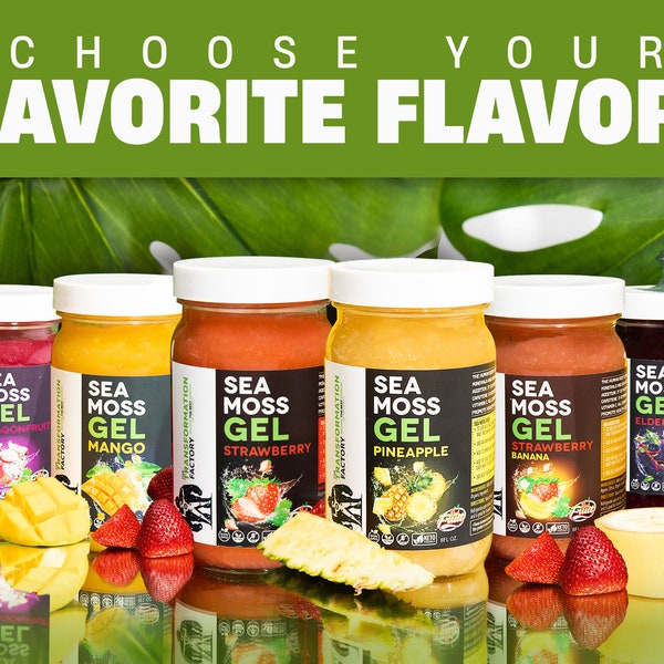 Flavored Sea Moss Gel, Sea moss gel, Mango, Elderberry, Goji Berry, Strawberry, Dragon Fruit, Strawberry Banana, Wildcrafted Sea Moss Gel