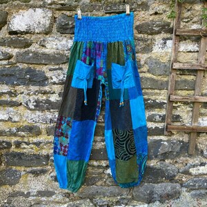 Stonewash patchwork cotton harem trousers alibaba baggy yoga boho nomads wales image 8