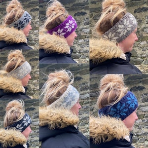 Hand knitted woollen headband/skiband - winter warmth fleece lined nomads wales