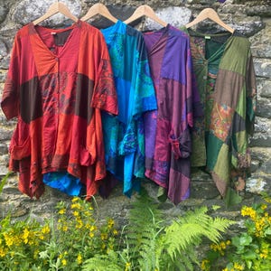 Womens blouse patchwork  cotton loose fitting free size