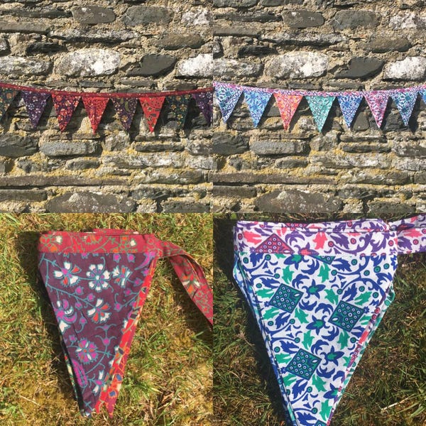 Printed indian cotton bunting – festival party boho nomads wales