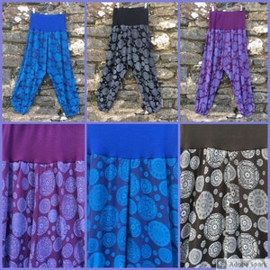 Harem style trousers cotton jersey stretch- alibaba baggy yoga boho nomads wales