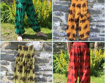 Children's indian elephant print loose trousers – boho hippy ethnic nomads wales