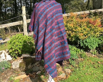 Stripe acrylic fleece shawl blanket-boho hippy festival ethnicyoga  nomads wales