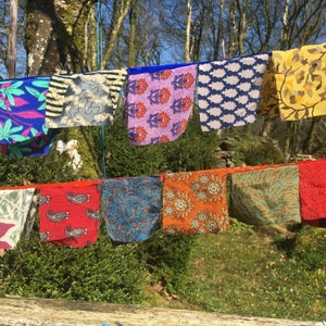 Bunting – indian recycled silk sari vintage fabric hand picked by nomads wales