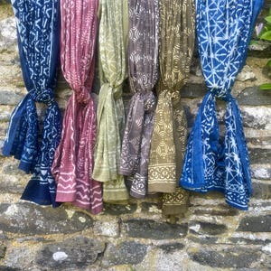 Hand block printed soft cotton scarf sarong wrap dupatta floral -  nomads wales