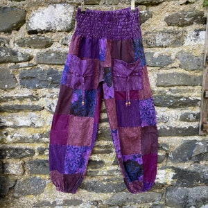 Stonewash patchwork cotton harem trousers alibaba baggy yoga boho nomads wales image 2