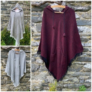 Wool blanket poncho herringbone weave -festival boho hippy ethnic nomads wales