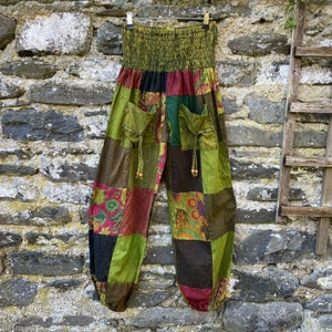 Stonewash patchwork cotton harem trousers alibaba baggy yoga boho nomads wales image 5