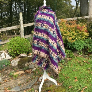 Aztec acrylic fleece shawl blanket –boho hippy festival ethnic yoga nomads wales