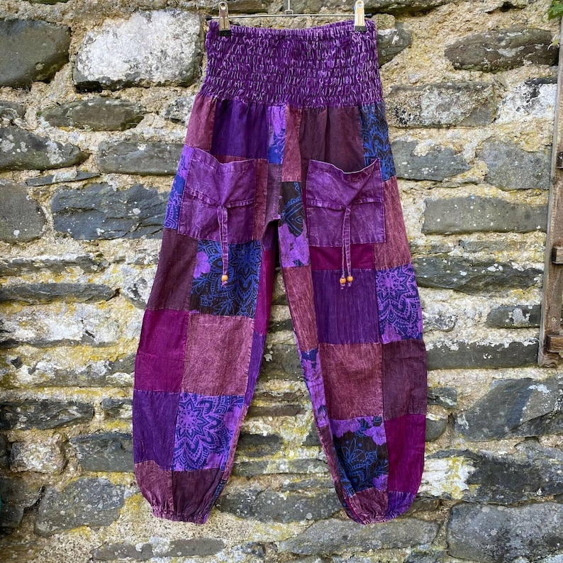 Stonewash patchwork cotton harem trousers alibaba baggy yoga boho nomads wales image 6