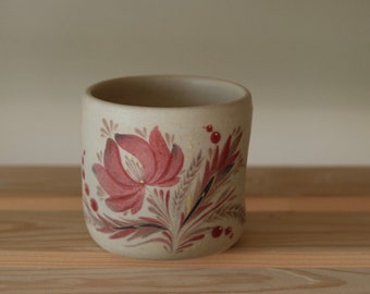 Thumb mug / Thumb cup/ Handmade mug / Coffee mug / Pottery mug /Ceramic cup / Ukrainian vintage style mug / Hand painted mug